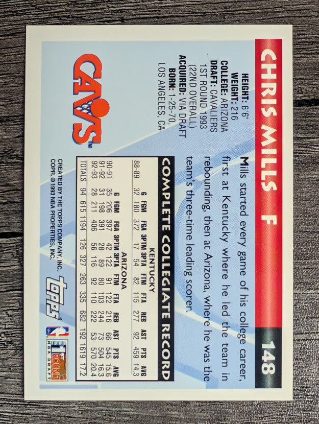1993-94 Topps #148 Chris Mills RC