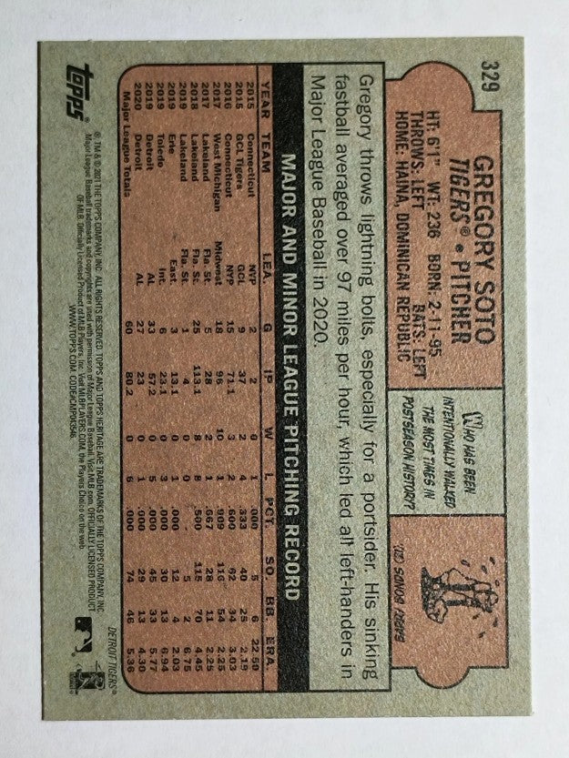 2021 Topps Heritage #329 Gregory Soto