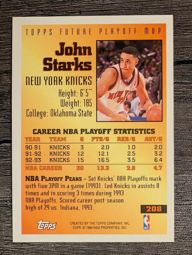 1993-94 Topps #208 John Starks FPM