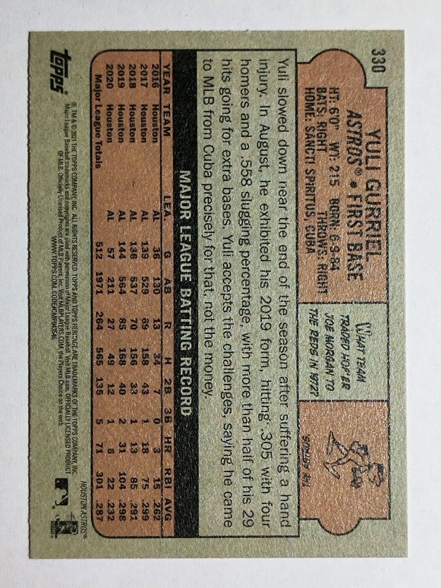 2021 Topps Heritage #330 Yuli Gurriel