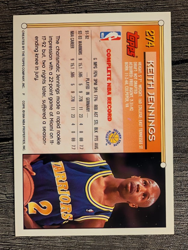 1993-94 Topps #274 Keith Jennings