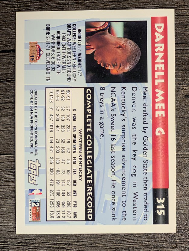 1993-94 Topps #315 Darnell Mee RC