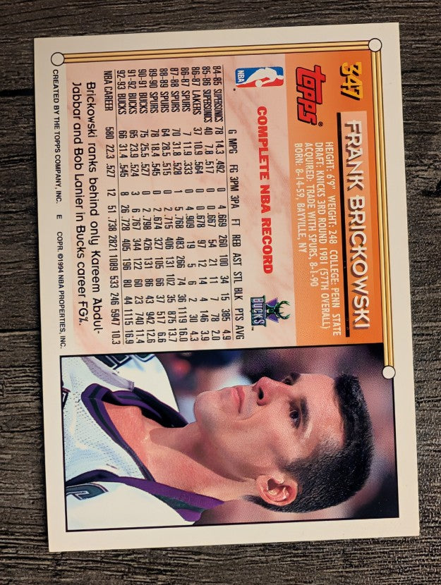 1993-94 Topps #347 Frank Brickowski