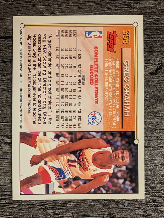 1993-94 Topps #358 Greg Graham RC