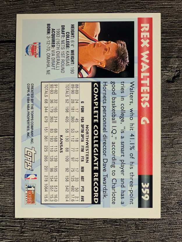 1993-94 Topps #359 Rex Walters