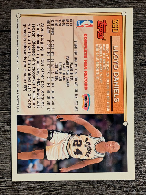 1993-94 Topps #360 Lloyd Daniels