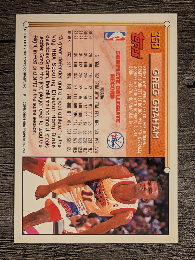 1993-94 Topps Gold #358 Greg Graham