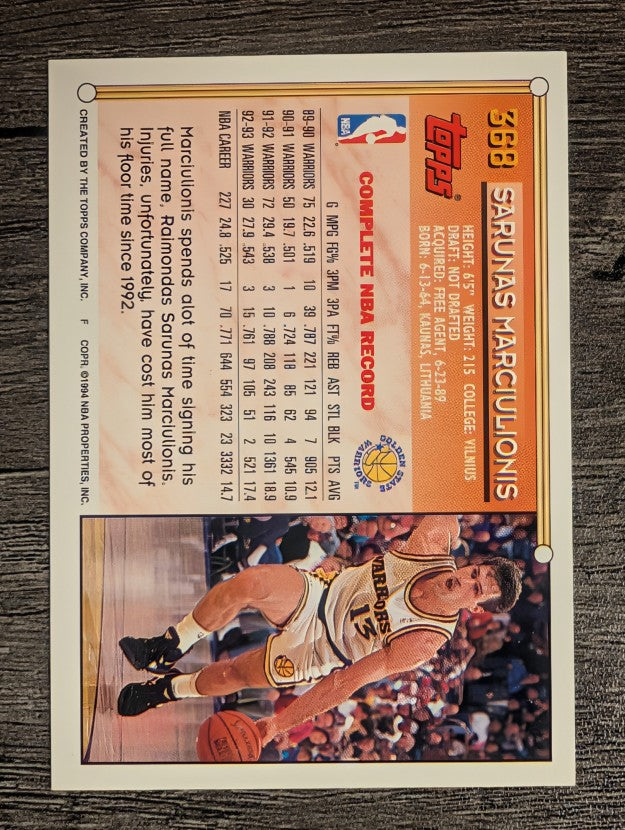 1993-94 Topps Gold #368 Sarunas Marciulionis