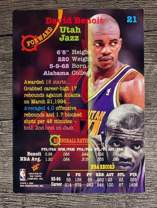 1994-95 Stadium Club #21 David Benoit