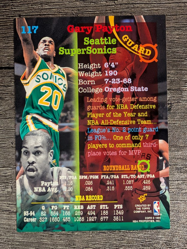 1994-95 Stadium Club #117 Gary Payton