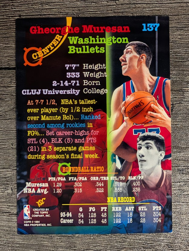 1994-95 Stadium Club #137 Gheorghe Muresan