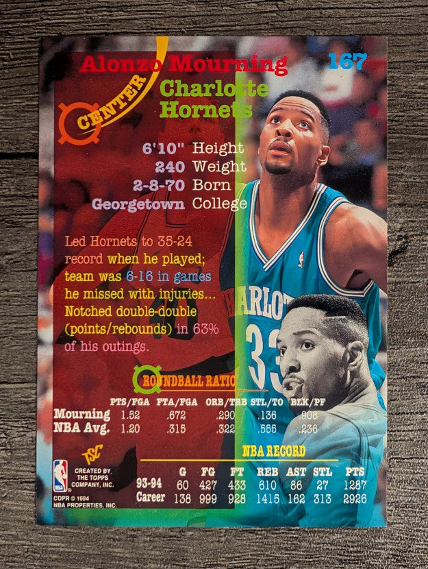 1994-95 Stadium Club #167 Alonzo Mourning