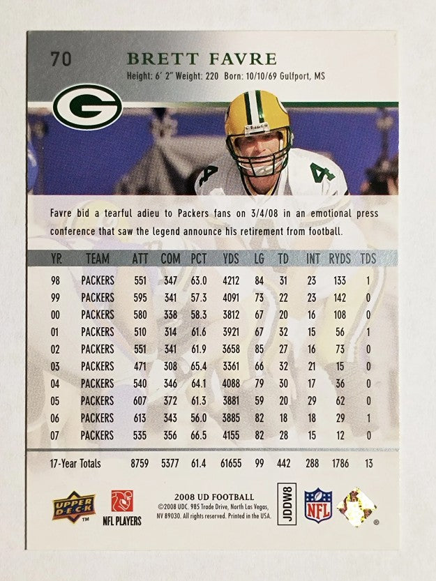 2008 Upper Deck #70 Brett Favre