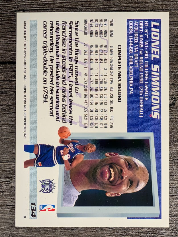 1994-95 Topps #134 Lionel Simmons