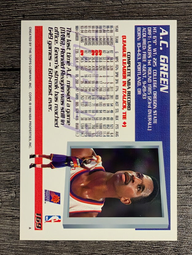 1994-95 Topps #169 A.C. Green