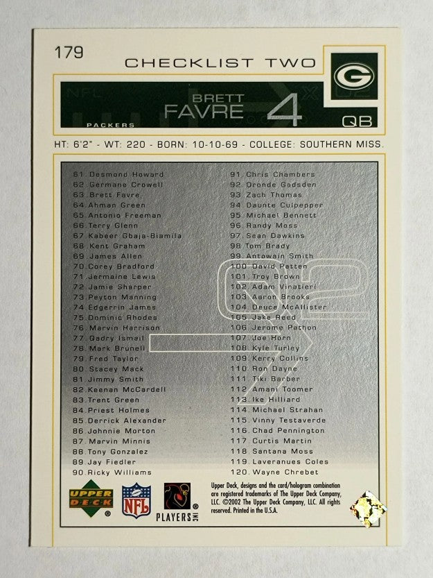 2002 Upper Deck #179 Brett Favre CL