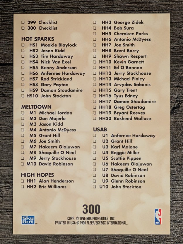 1995-96 SkyBox Premium #300 Checklist #2