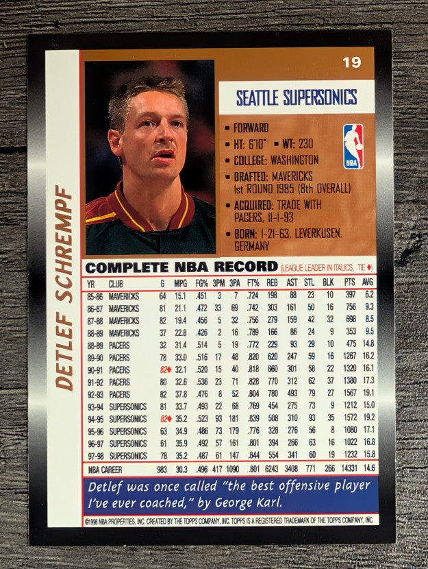 1998-99 Topps #19 Detlef Schrempf