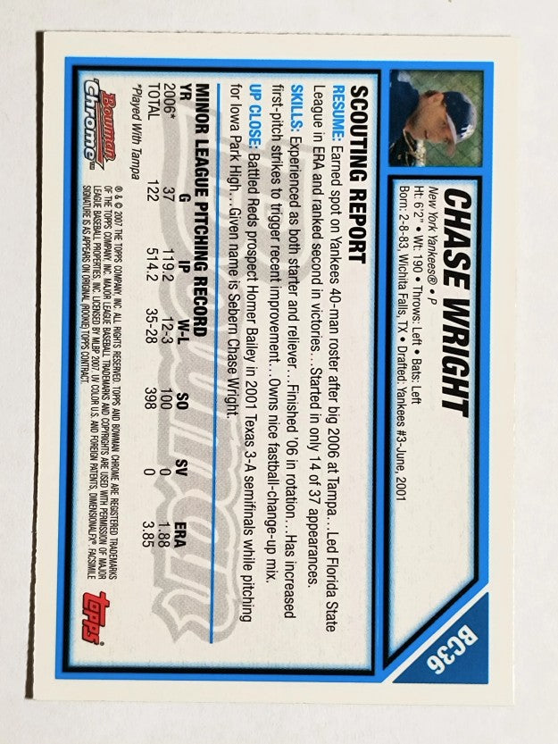 2007 Bowman Chrome Prospects #BC36 Chase Wright