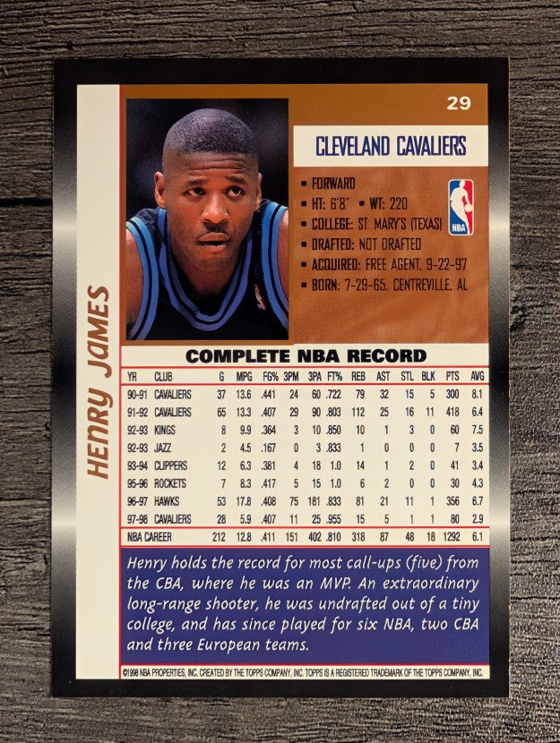 1998-99 Topps #29 Henry James