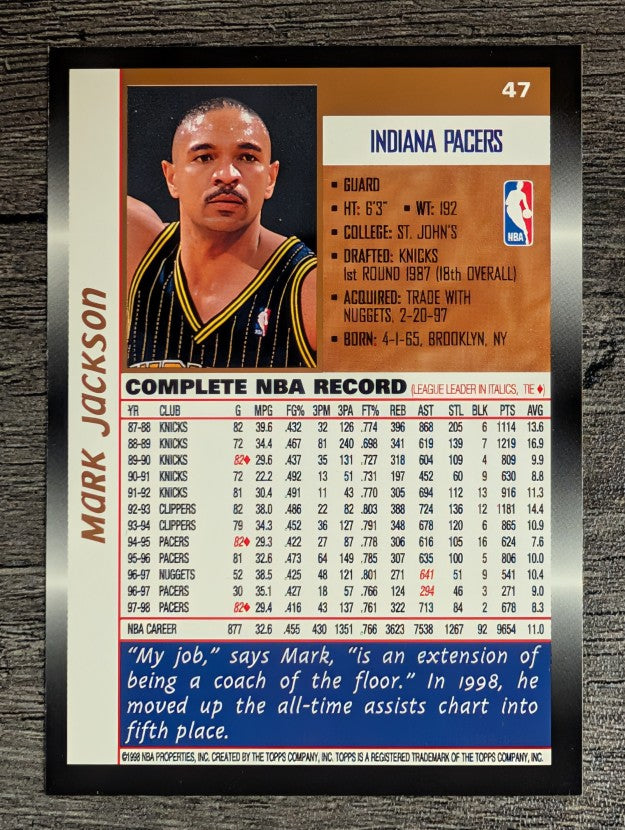 1998-99 Topps #47 Mark Jackson