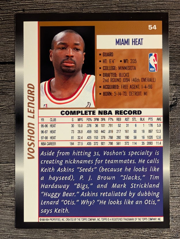1998-99 Topps #54 Voshon Lenard