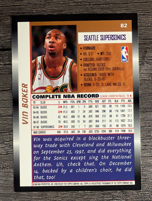 1998-99 Topps #82 Vin Baker
