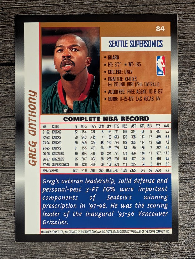 1998-99 Topps #84 Greg Anthony