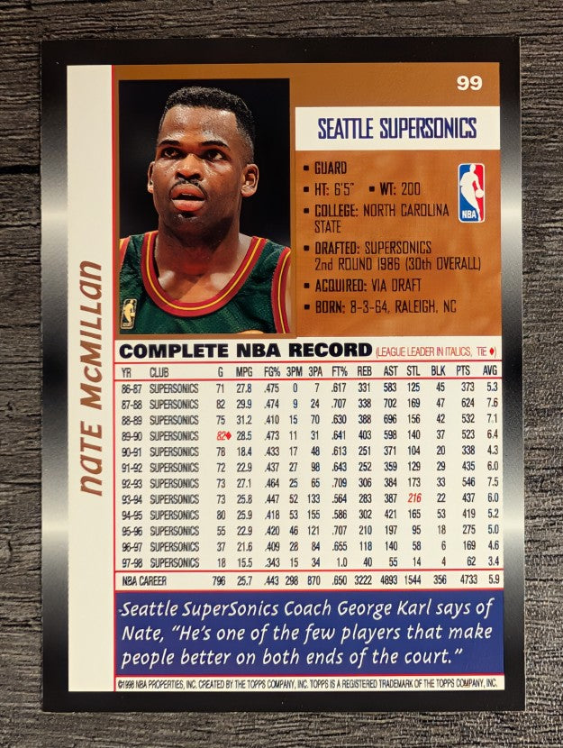 1998-99 Topps #99 Nate McMillan