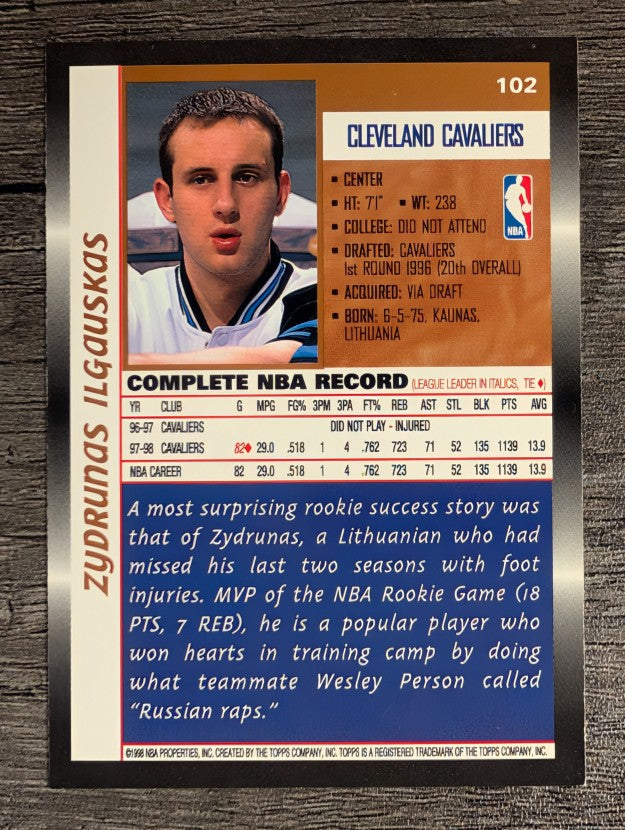 1998-99 Topps #102 Zydrunas Ilgauskas