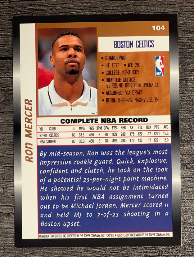 1998-99 Topps #104 Ron Mercer