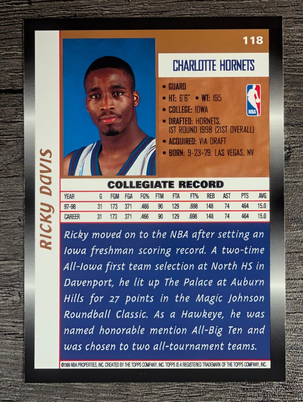 1998-99 Topps #118 Ricky Davis RC
