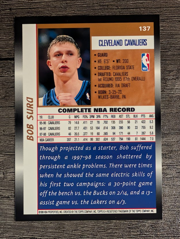 1998-99 Topps #137 Bob Sura