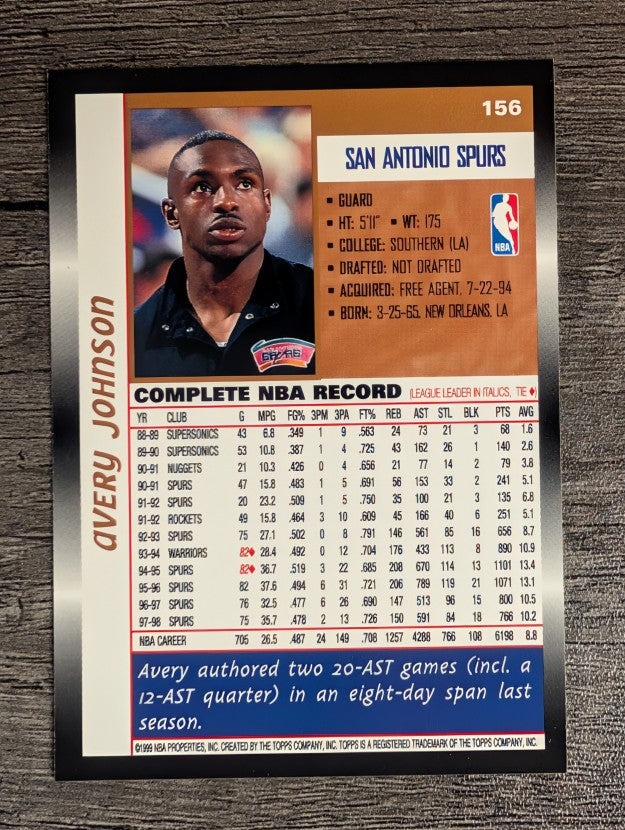 1998-99 Topps #156 Avery Johnson