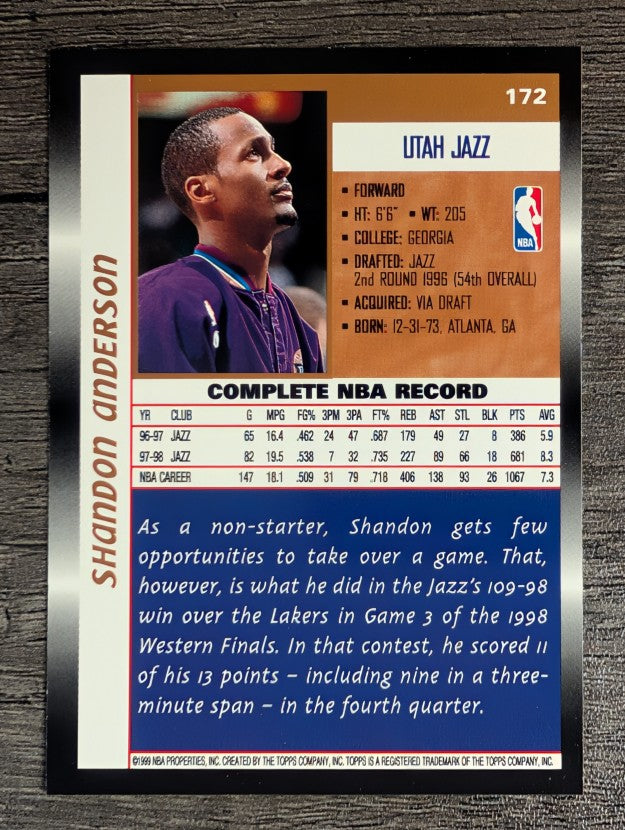 1998-99 Topps #172 Shandon Anderson