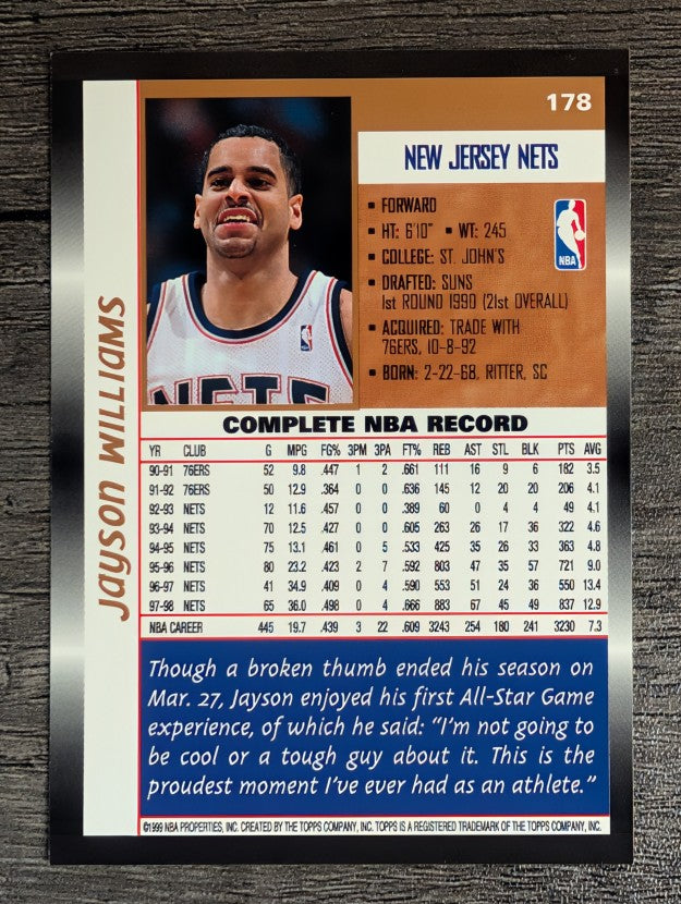 1998-99 Topps #178 Jayson Williams