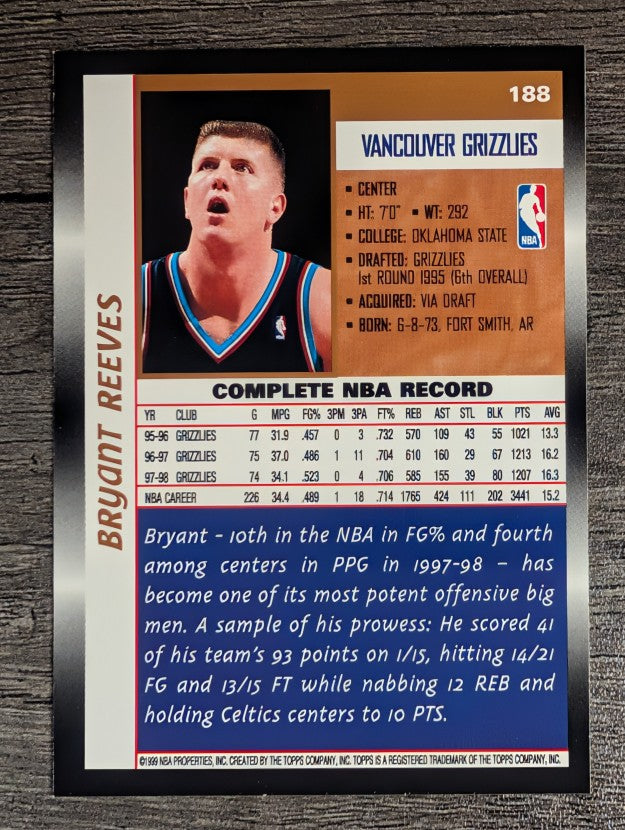 1998-99 Topps #188 Bryant Reeves