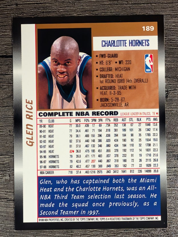 1998-99 Topps #189 Glen Rice
