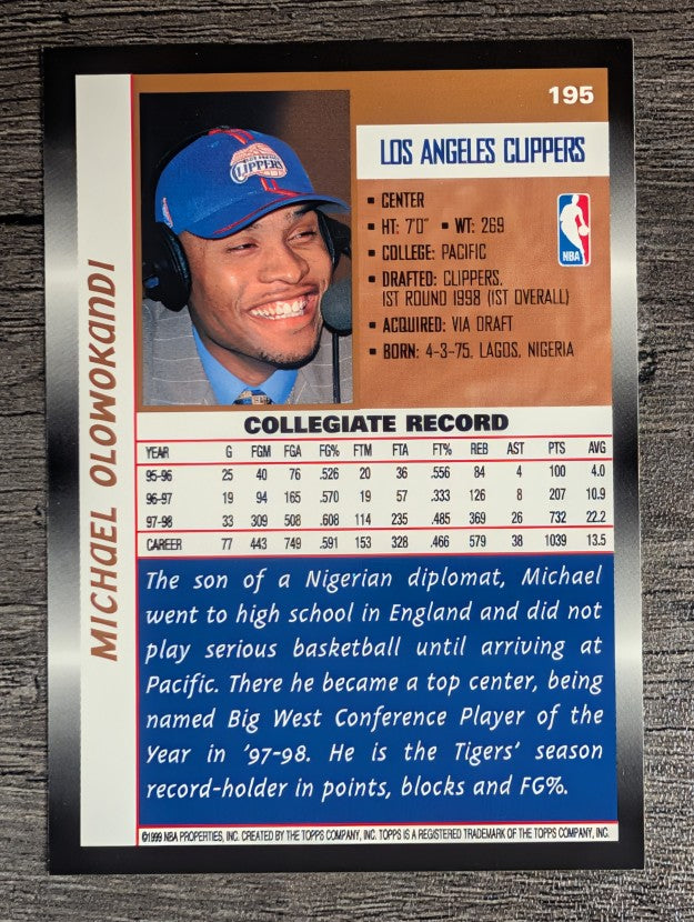 1998-99 Topps #195 Michael Olowokandi RC