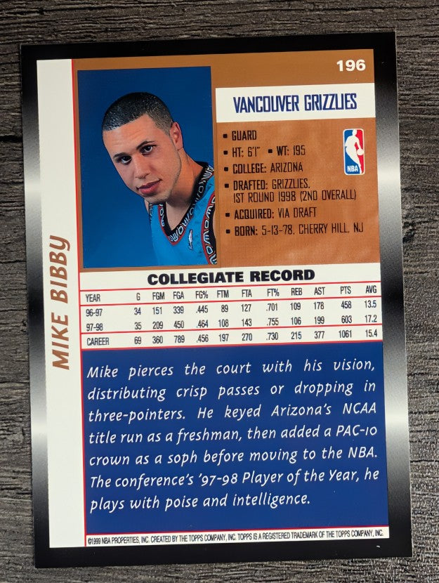 1998-99 Topps #196 Mike Bibby RC