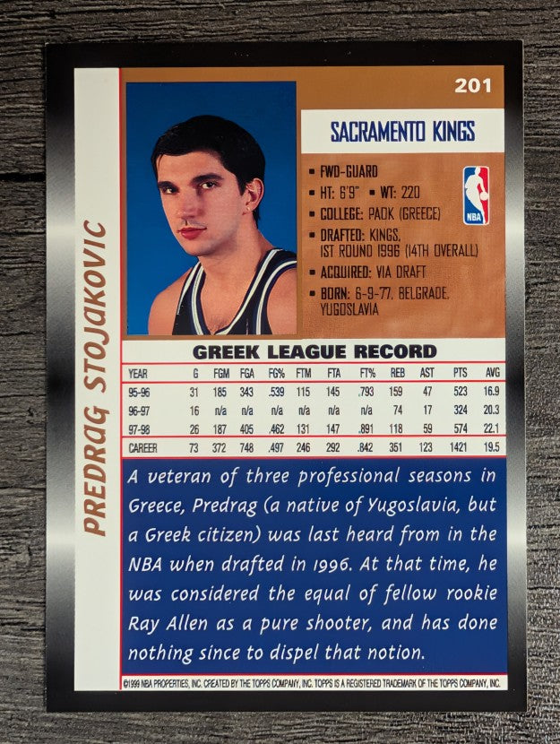 1998-99 Topps #201 Peja Stojakovic RC