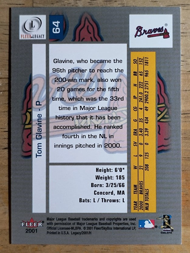 2001 Fleer Legacy #64 Tom Glavine