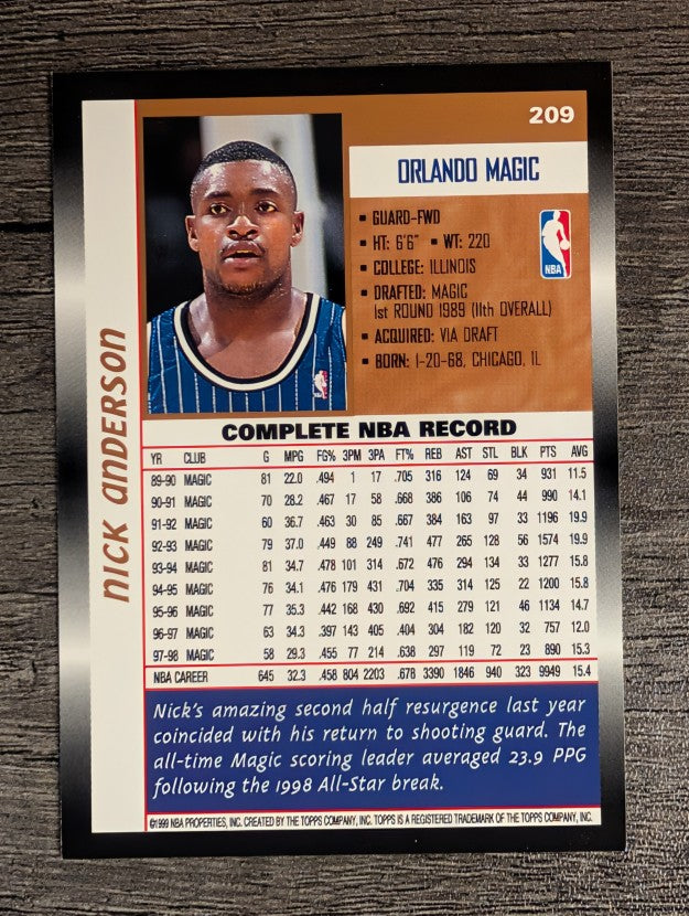 1998-99 Topps #209 Nick Anderson