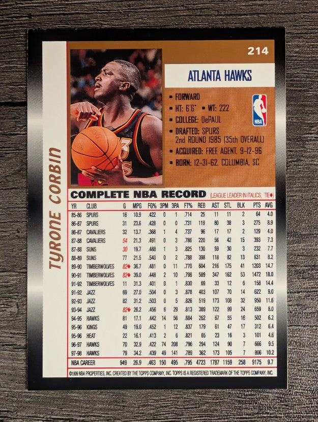 1998-99 Topps #214 Tyrone Corbin