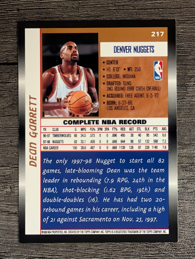 1998-99 Topps #217 Dean Garrett