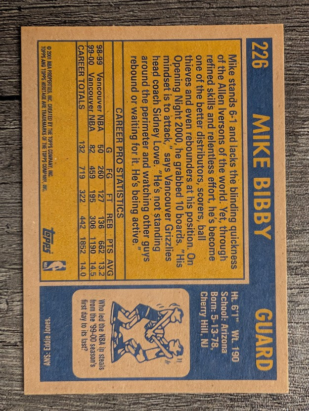 2000-01 Topps Heritage #226 Mike Bibby