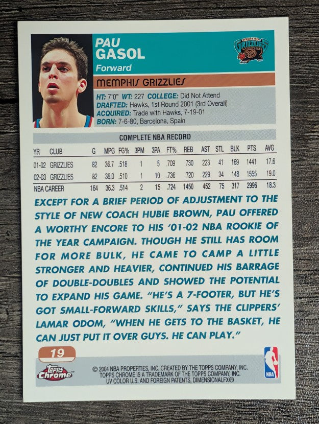 2003-04 Topps Chrome #19 Pau Gasol