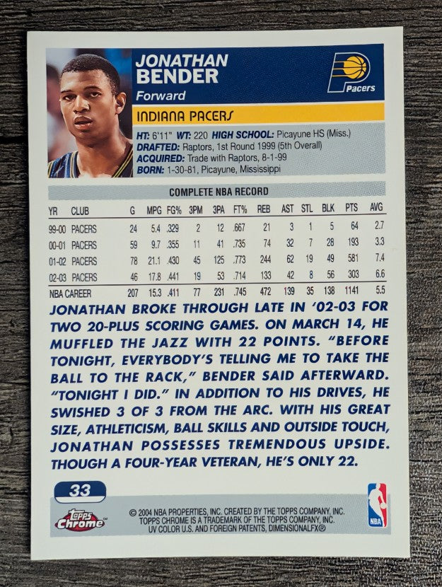 2003-04 Topps Chrome #33 Jonathan Bender