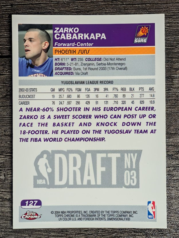 2003-04 Topps Chrome #127A Zarko Cabarkapa RC