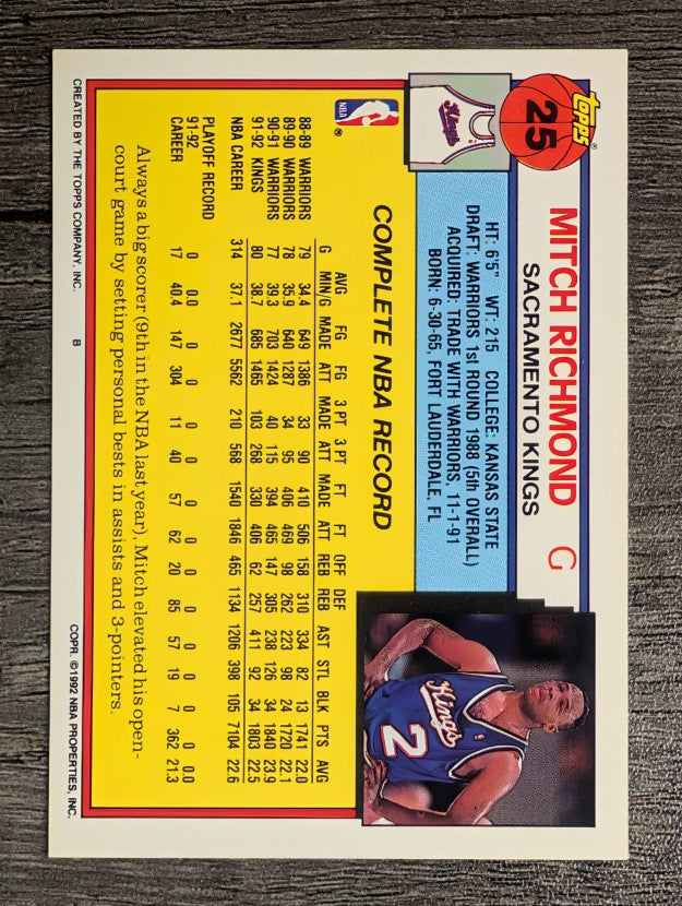 1992-93 Topps #25 Mitch Richmond